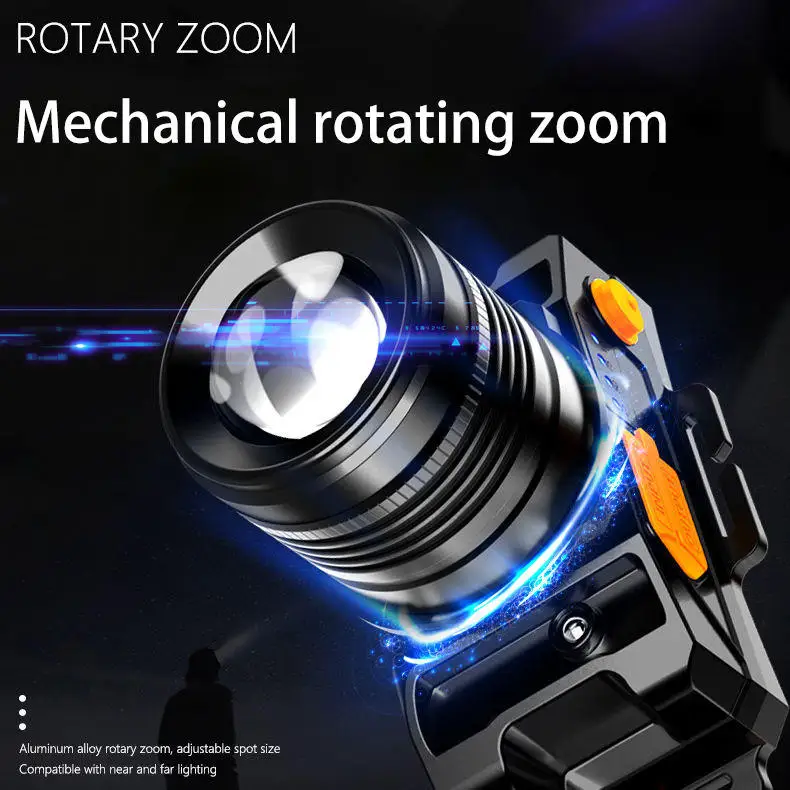 2024 NEW Ultra-long Life LED Powerful Headlight With Rotary Zoom And Power Bank Multifunction Flashlight For Outdoor Indoor