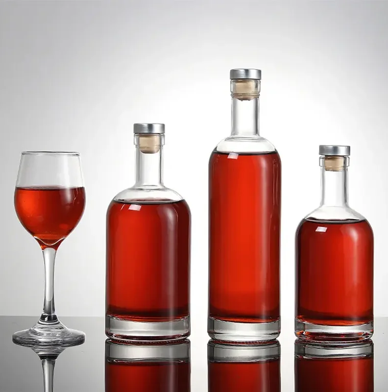 Glass bottle manufacture  high quality spirts rum gin whisky cognac liquor brandy  vodka glass bottle with cork