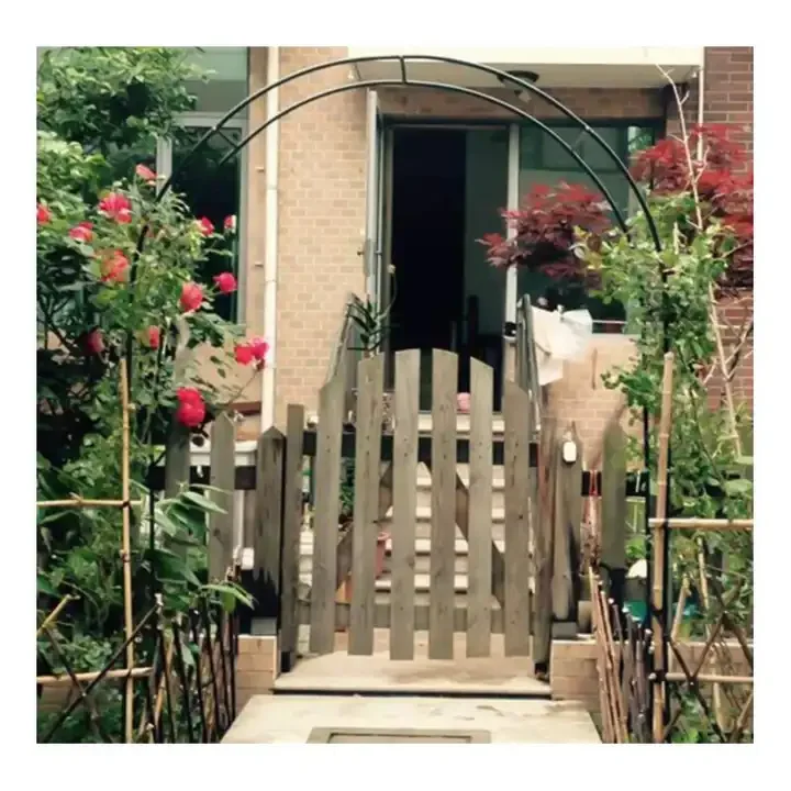Wholesale wrought iron metal, wedding garden arch with gate Flower Plants climbing Stand Garden Arbor Trellis Arbor Archway