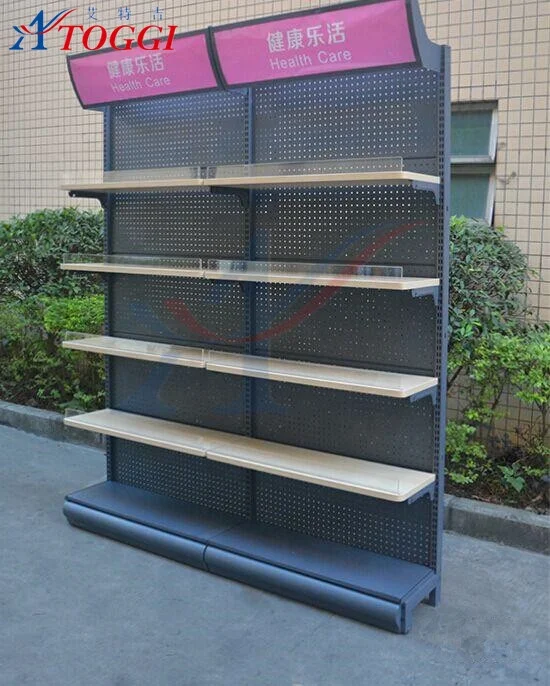 Wall  supermarket steel shelf supermarket shelf ,single shelf with light box