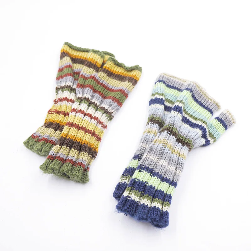 New Arrival Elegant High Stretch Soft Long Arm Thumb Hole Fingerless Knitted Mittens Hand Gloves