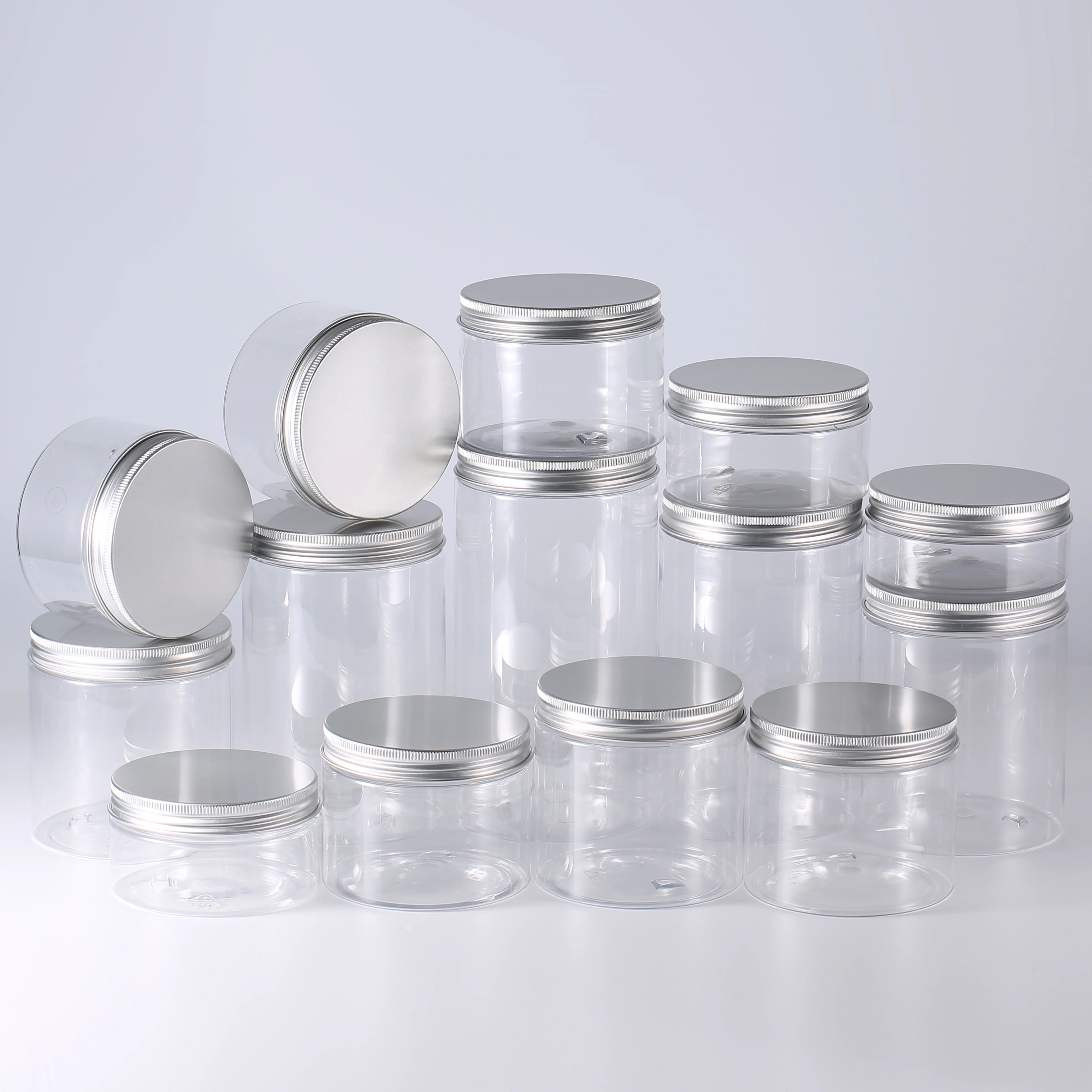 300ml 300 ml 500ml 4 oz 8 oz 10 oz 6 oz 16oz clear pet plastic spice jar with screw top lid