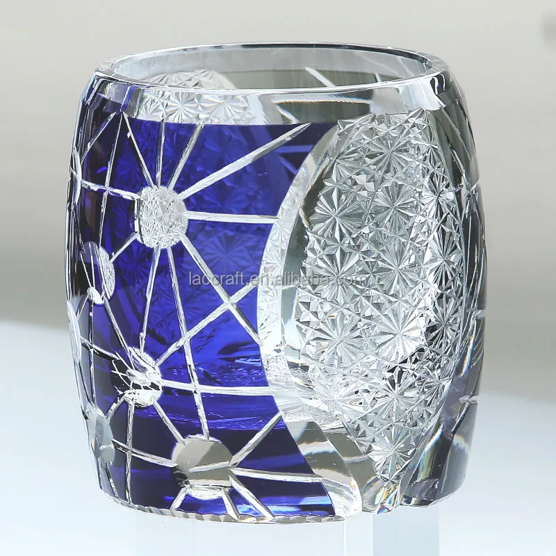 Japanese Edo Kiriko Style Whiskey Glass Cup Circular Design Shot Glasses for Beer Whiskey & Brandy 270ml