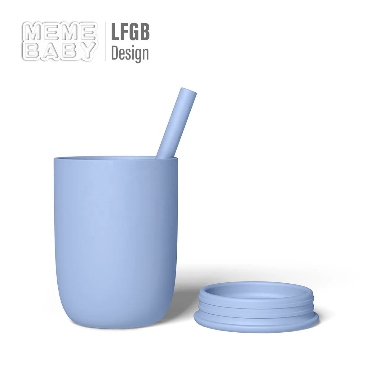 High Capacity Wholesale SIlicone Big Straw Cup Kids Water Drinking No Spill Water Cup Baby Water Bottle LFGB Approved BPA Free