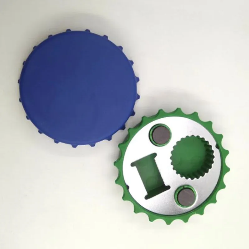 HXY custom logo stainless steel plastic twist cap bottle opener screw lid bottle cap shape round magnetic bottle opener for gift
