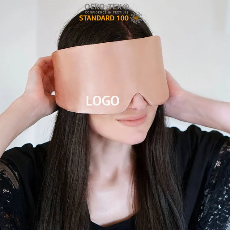 100% Pure Silk Blackout Blindfold Soft Breathable Over Sized Thick Padding Wide band Silk Eye Mask for sleeping