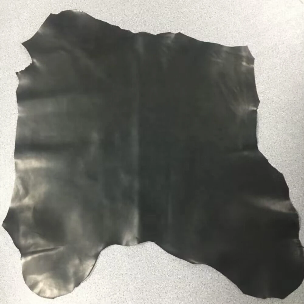 Black oil wax style high quality baby calf skin leather for shoes upper