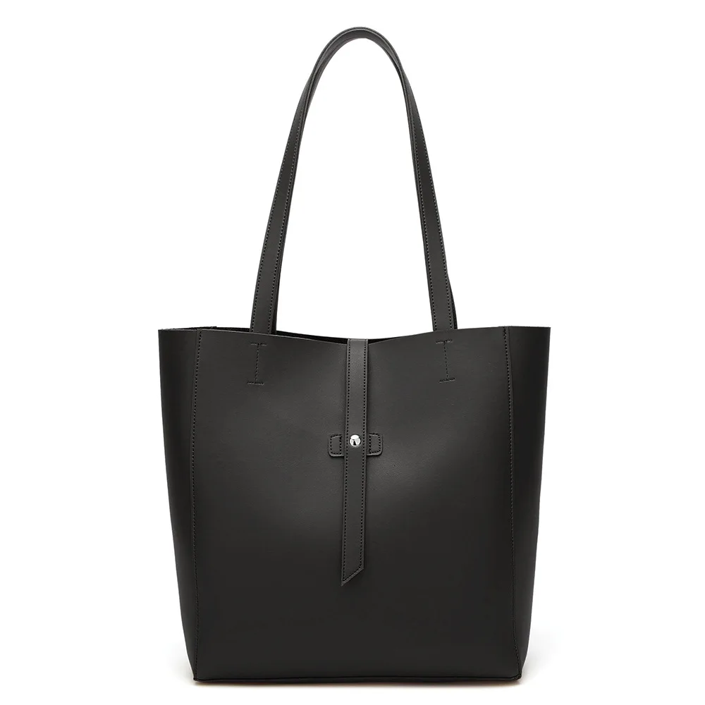 New wholesale 2021 leather black solid color woman bag handbags