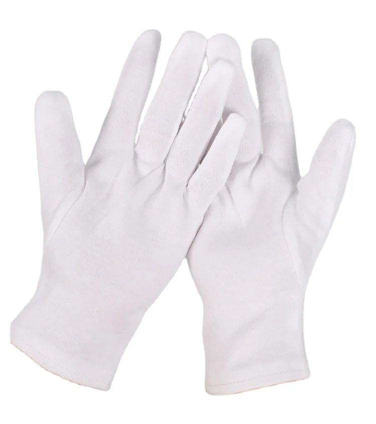 100% White Pure Dermatological Cotton Gloves for Dry Hand Eczema Cosmetic Over Night Moisturizing Coin Jewelry Inspection Spa