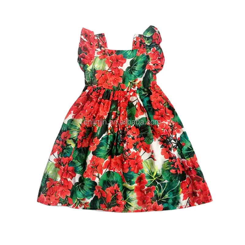 Новинка детские юбки весенне-летнее платье с принтом для девочек рукавом-мухой в европейском и американском стиле детская одежда оптовая продажа