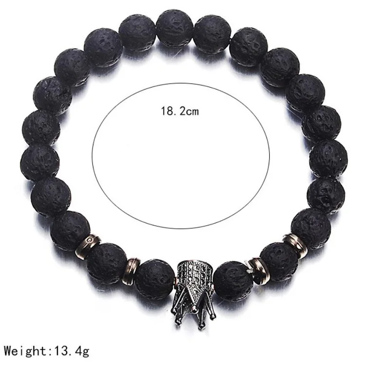 White stone crown bracelet volcanic stone bracelet men volcanic stone bracelet
