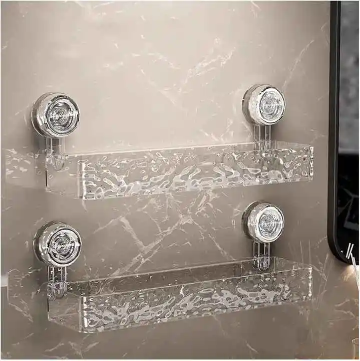 Bathroom Punch-Free Wall Mounted Shelves Toilet Sink Corner Triangle Storage Rack with Suction Cup