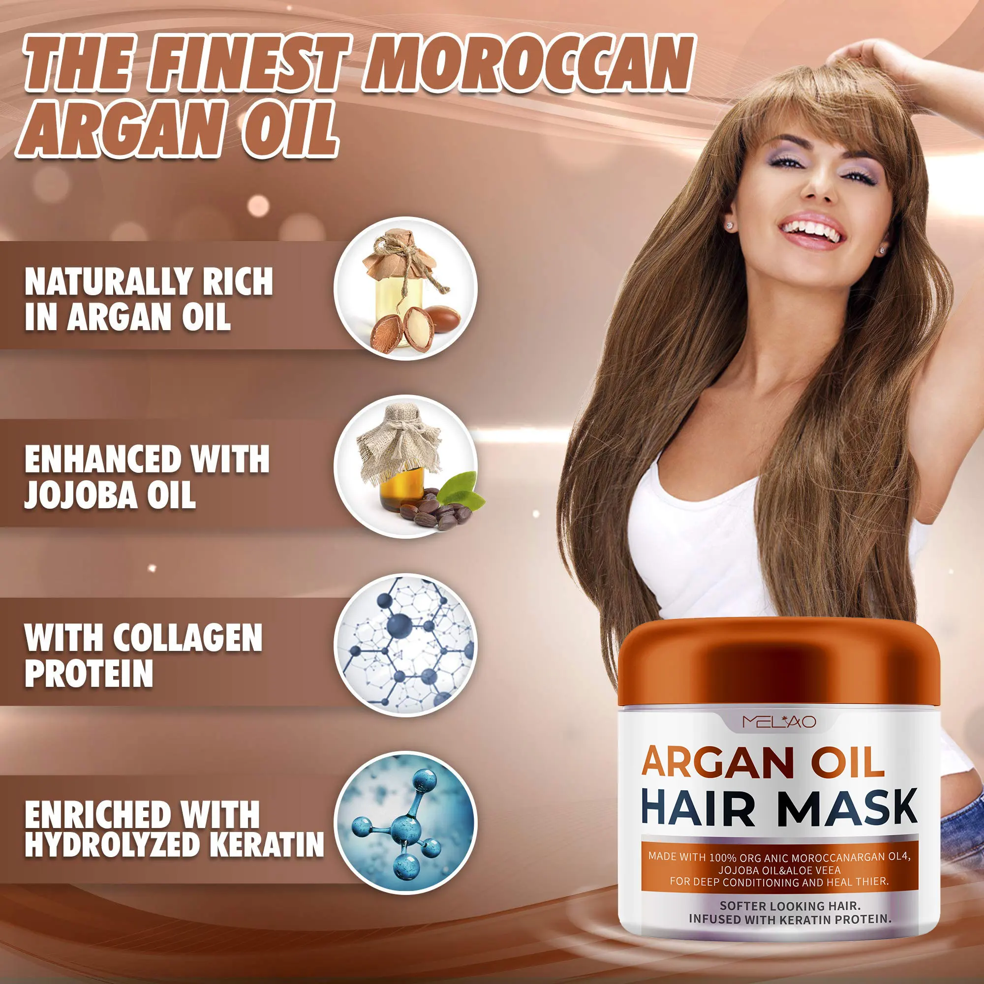 Private Label Natural Organic Argan Oil Hair Mask And Deep Conditioner For Dry Or Damaged Hair