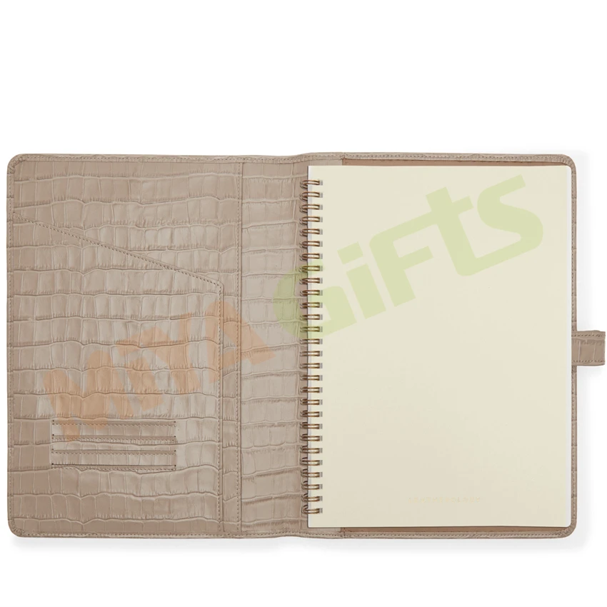 Custom A4 A5 B5 B6 leather crocodile pebble spiral notebook planner cover refillable wire o-binding journal agenda organizer