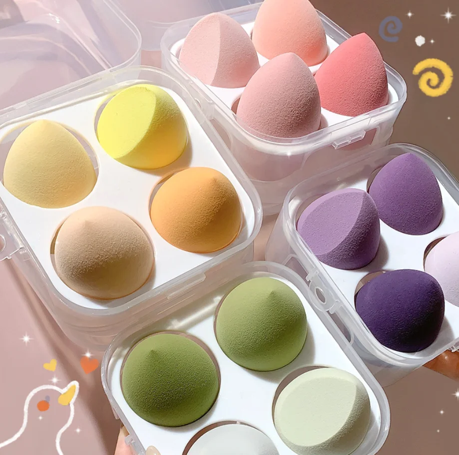 4pcs Christmas gift box Makeup Sponge Blender Foundation Powder Puff Cosmetic Puff Makeup Tools Facial Make Up Sponge
