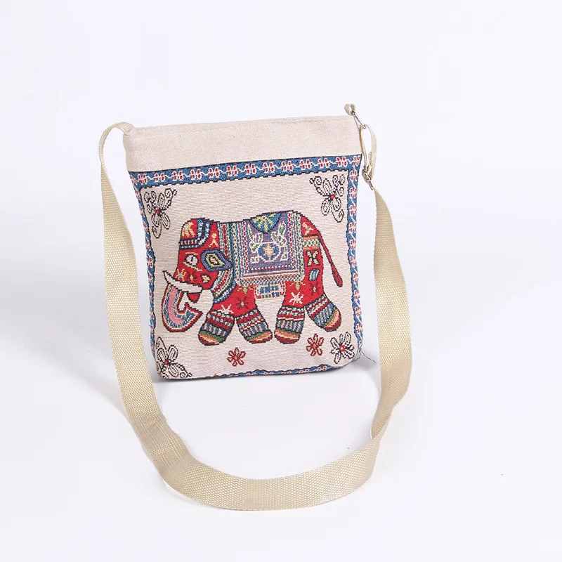 
Thailand style Elephant Embroidery Canvas Tote Bags Women Casual Summer Beach Bags Daily Use Female Single Shoulder Bags 