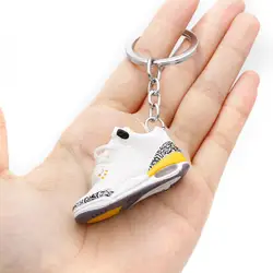 High Quality Soft Pvc Llaveros cute 3D 1/6 rubber sneaker aj3 shoes keychain  aj4 shoe key chain accessories