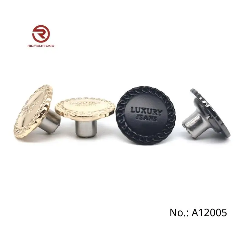Пользовательский логотип тисненые металлические джинсовые пуговицы и заклепки аксессуары цинковый сплав куртка джинсы для джинсов