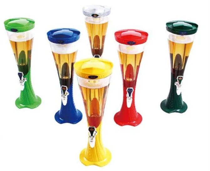 Customized 3L led plastic draft beer tap tower cooler tube dispenser beer tower draft beer dispenser