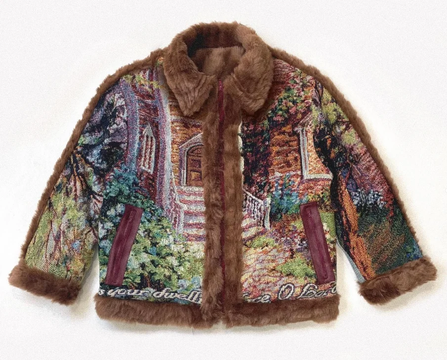 DiZNEW Popular Fluffy man blazer jacket  Fashion embroidery men winter jackets 2022  thick flannel jacket