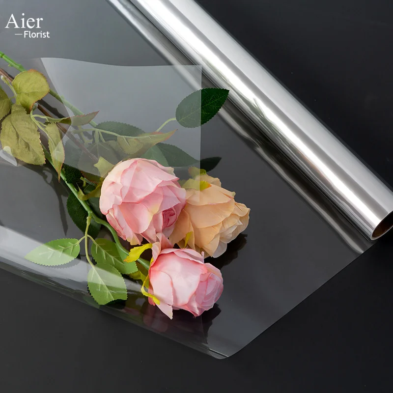 Aierflorist Clear transparent cellophane roll wrapping flower waterproof floral bouquet  wrapping cellophane   For flower