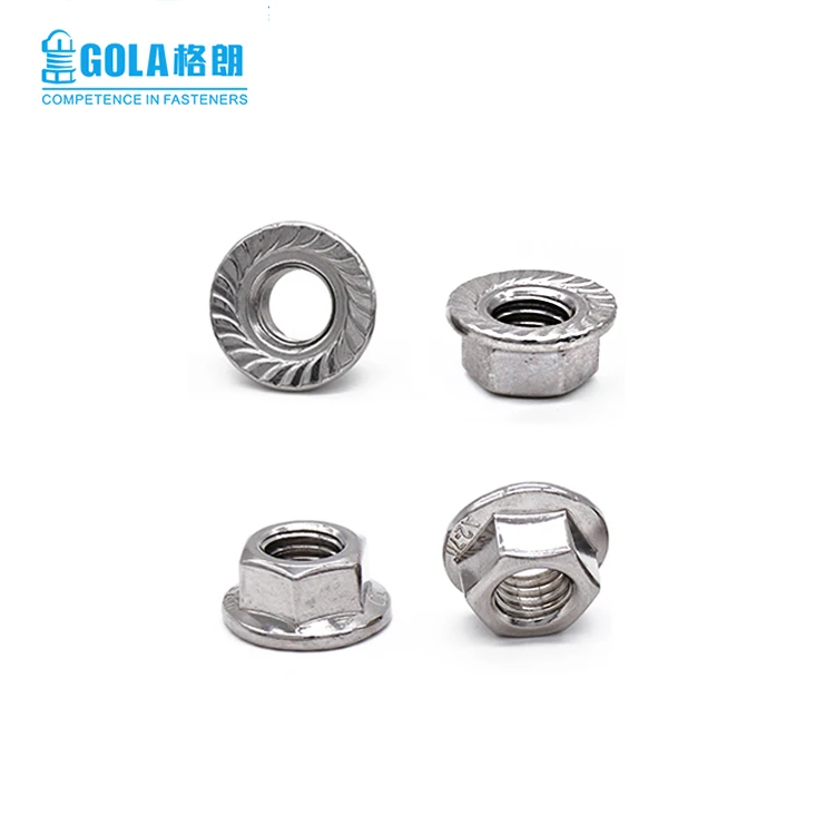 Din6923 316 Stainless steel plain hexagon head nut with flange serrated
