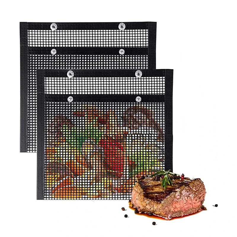 
Custom PTFE Coated Fiberglass Reusable Barbecue BBQ Mesh Cooking Grilling Bags Non Stick BBQ Mesh Grill Bag 