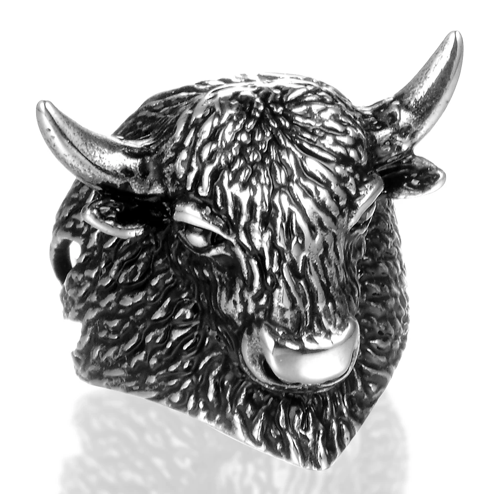 Hot Sale Stainless Steel Animal Shape Jewelry 3D Goat Head Ring