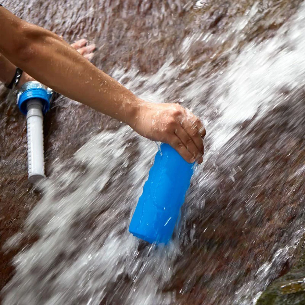 Best Outdoors Running Hiking Travel Carbon Filter Portable 1L Clear Container Silicone Collapsible Bottle Water Filter