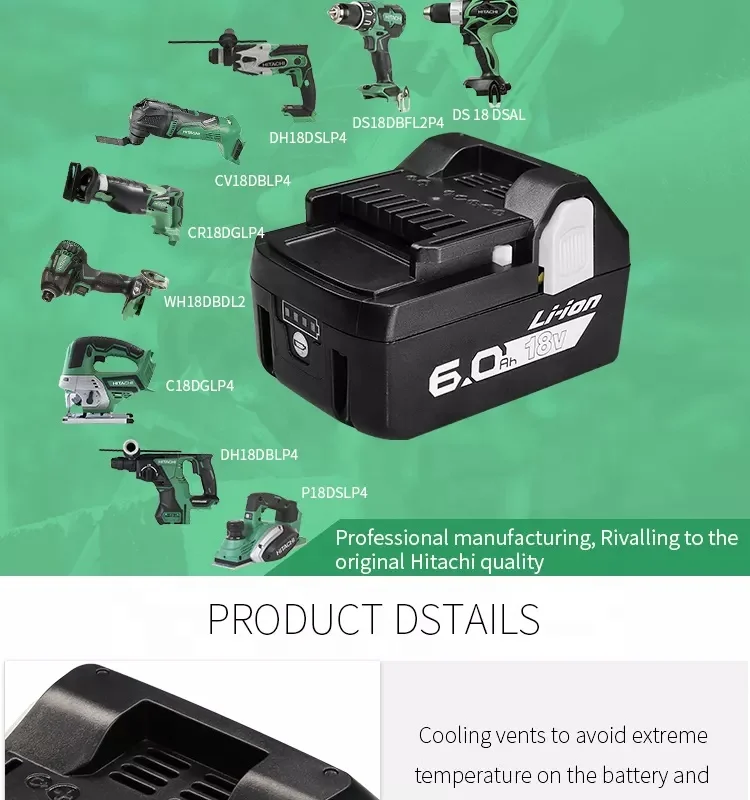 MingFeng 18V 3000mah/4000mah/5000mah/6000mah Lithium Ion Battery Rechargeable Power Tool Batteries for Hitachi power tools