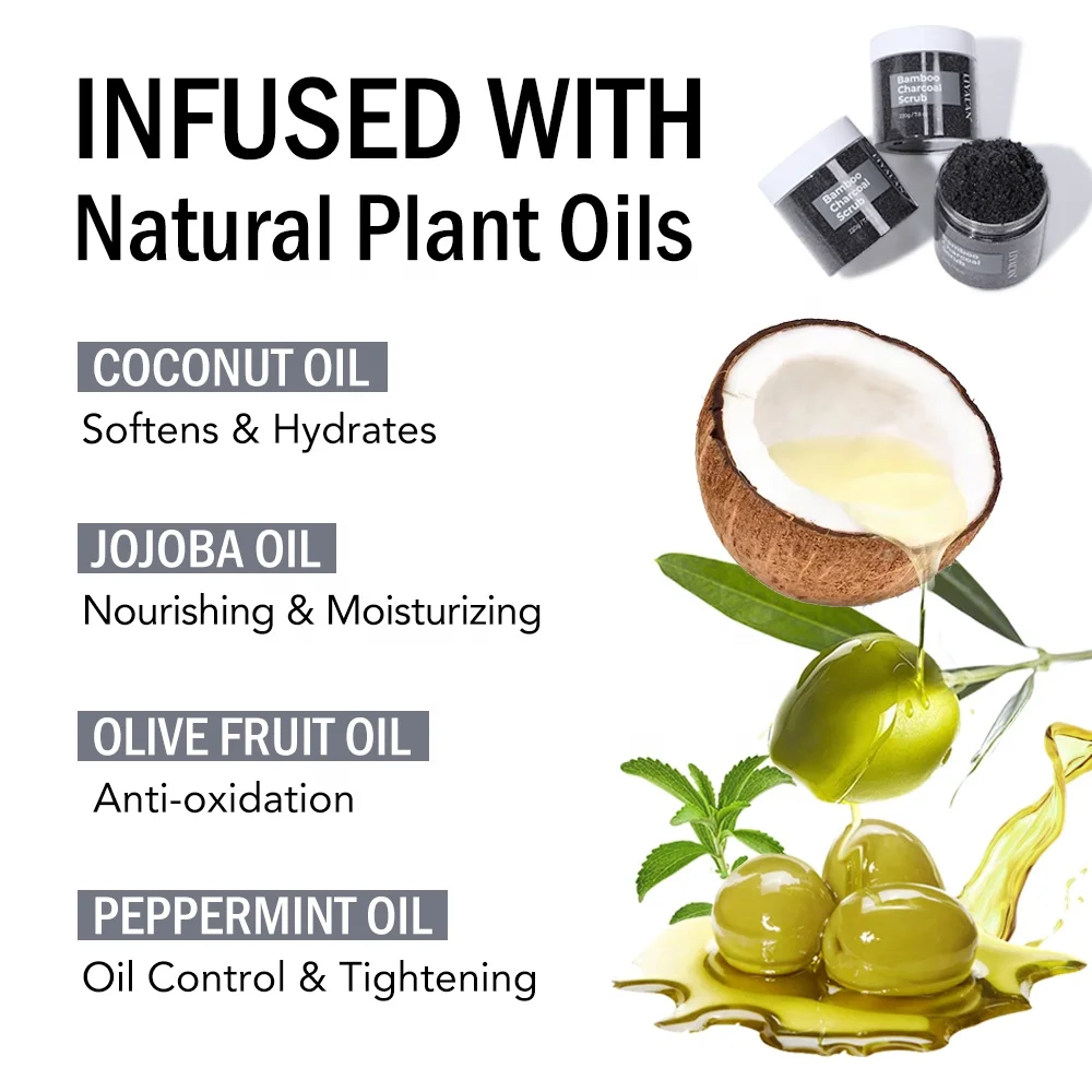Customized Logo Oil Control Cleansing Exfoliating Dead Skin Sea Salt Bamboo Charcoal Body Scrub for Men