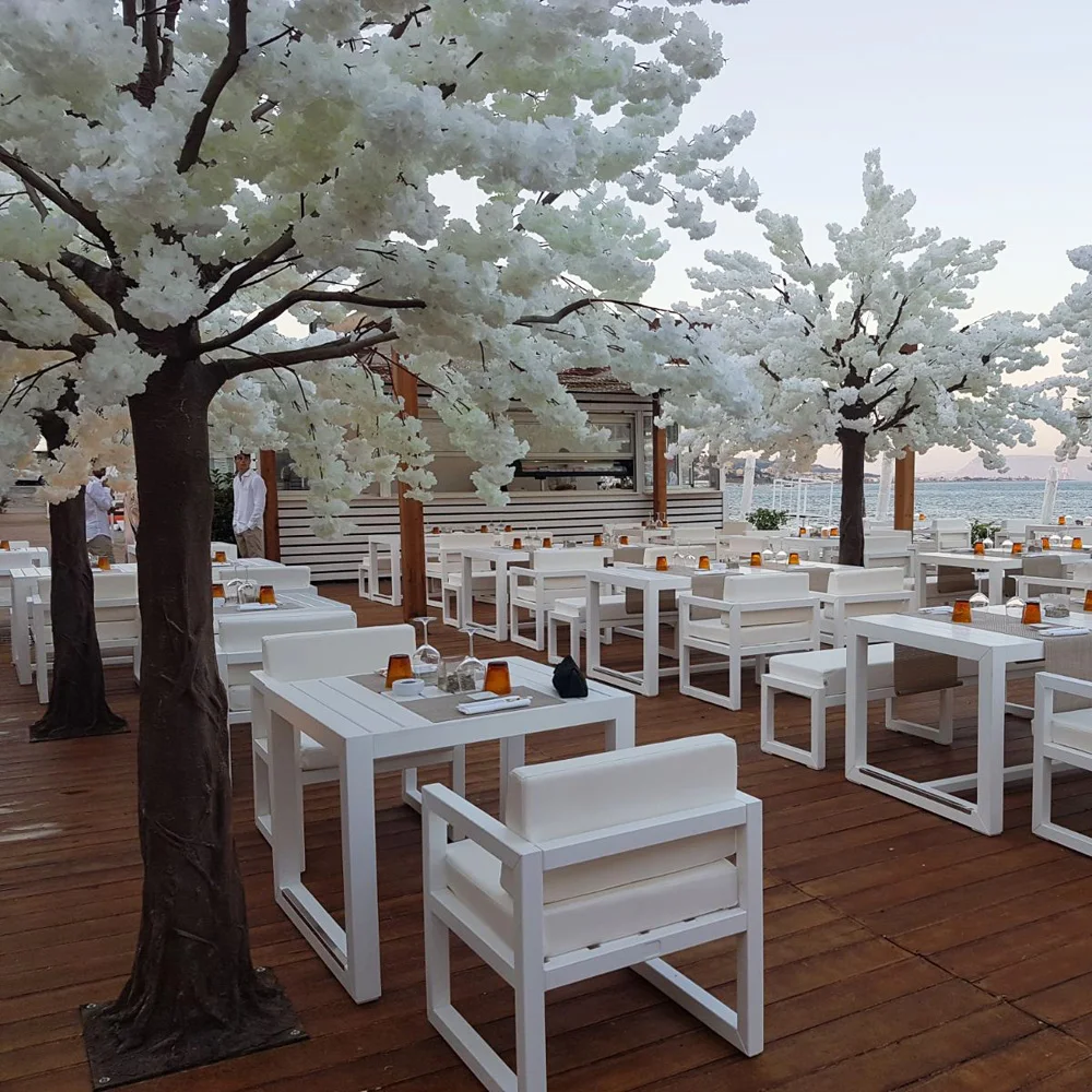 Большое пластиковое искусственное вишневое цветущее растение Белые и розовые цветы цветущее дерево Сакура для украшения сада свадьбы