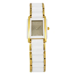 Ladies square dial white ceramic waterproof watches stainless steel sapphire glass watch