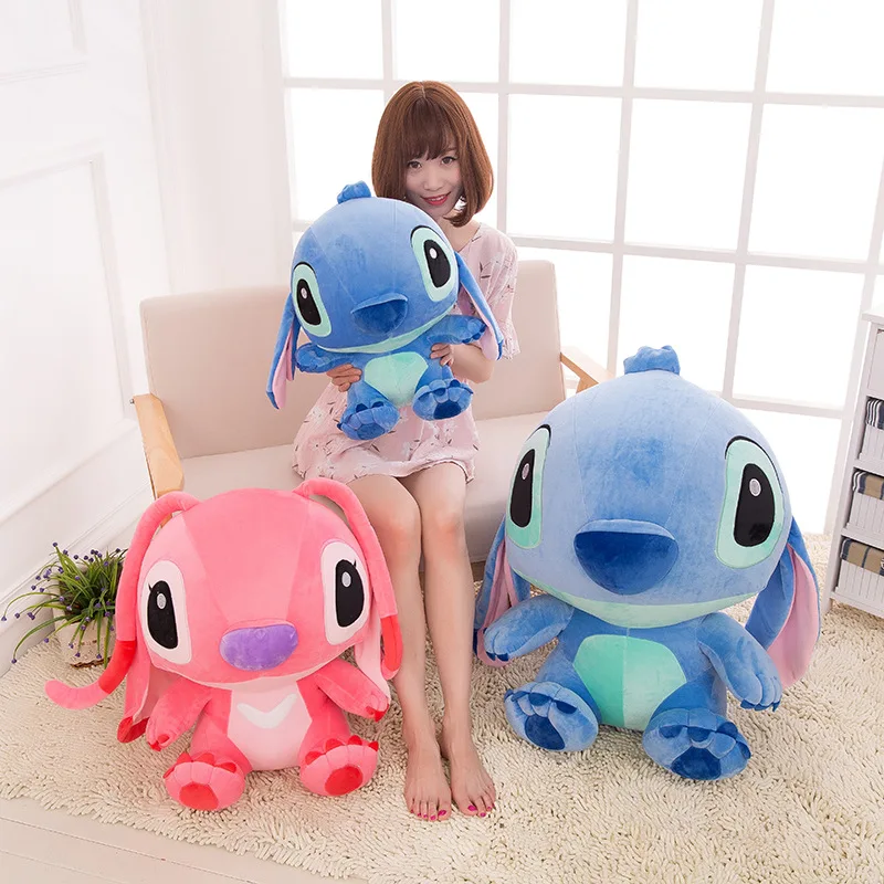 Cute Jumbo Stitch Angel Stuffed Plush Toy Perfect Surrounding Anime Fill Doll for Claw Machine Birthday Gift Throw Pillow