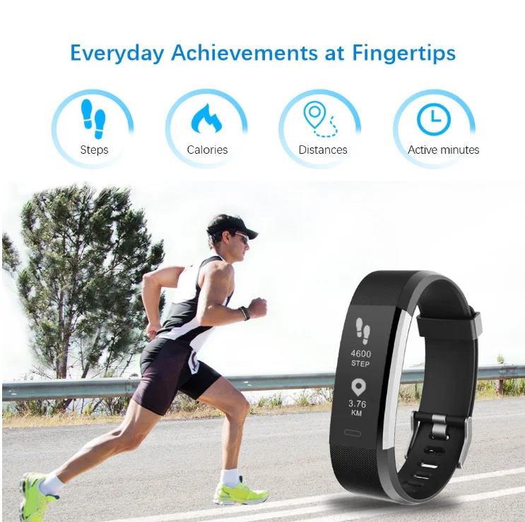 115 Plus Smart Watch Health Heart Rate Monitor Smart Phone Bracelet Waterproof Wristband Fitness Activity Tracker Watch