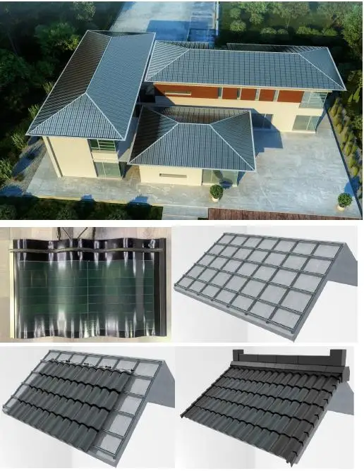 Decking Hantile 30w Cigs Thin Film Photovoltaic Power Generates Double Glass Shingle Panel Bipv Solar Roof Tiles Package