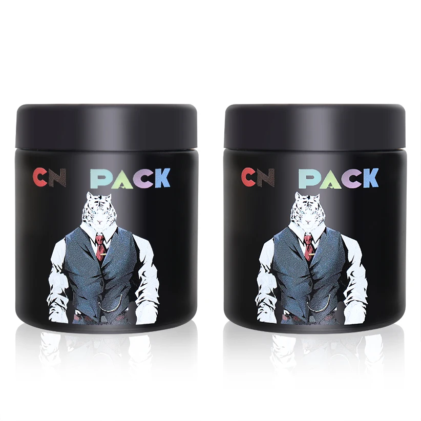 Матовые стеклянные банки 2 3 4 унции 7 г для цветов черный контейнер хранения под УФ-лампой изготовленный на заказ матовый с защитой от запаха защиты детей