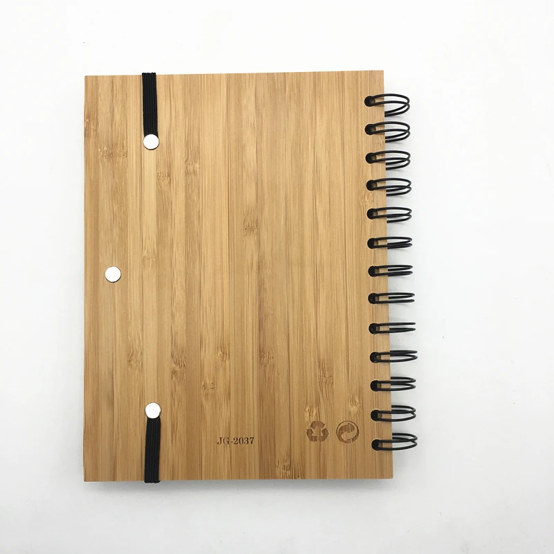 fsc eco friendly bamboo notebook recycled paper spiral wood wooden cover notebook custom spiral  journal diary planner with pen