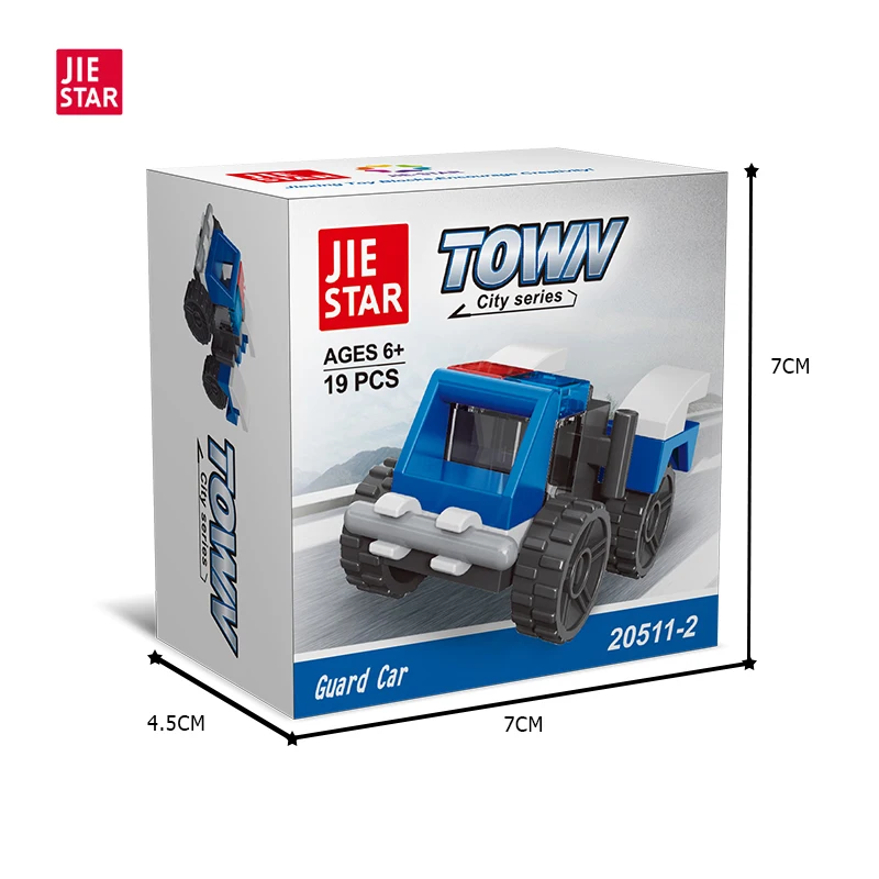 JIESTAR 19 pcs small mini city police patrol vehicle guard car building block set little cheap easter egg surprise egg filler
