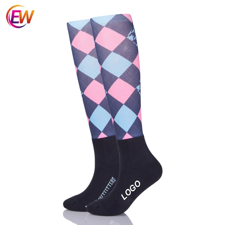 Dongguan EW Custom Nylon Cotton Spandex High Quality Horse Riding Equestrian Socks