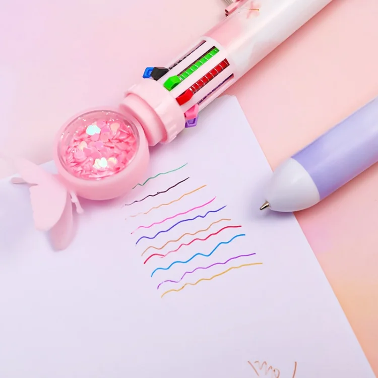 multicolor ballpoint pen 10 in 1 smooth ballpoint pen Retractable Cute Cartoon Pen for Office School Supplies Students Gift