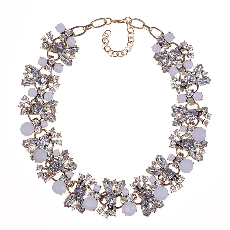 QLJN0301 Fashion Rhinestones Necklace Zinc Alloy Chunky Necklaces Statement Choker Necklace Jewelry