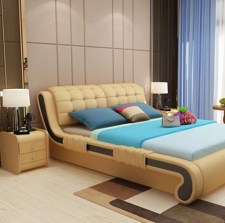 High Quality Modern leather Sofa Bed with Storage massage multimedia speaker USB charger Multifunction Smart bed