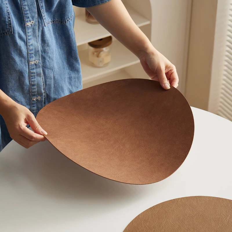 Tabletex Luxury Vintage Leather Placemat Faux Leather Placemats Waterproof Coffee Mats