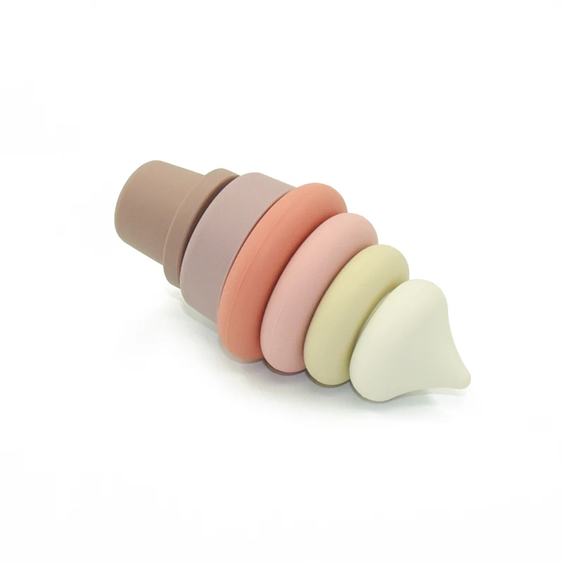 6pcs Building Stacker Babe Silicone Stacking Toys baby ice cream Shape Stacking Soft Baby Teether Toy