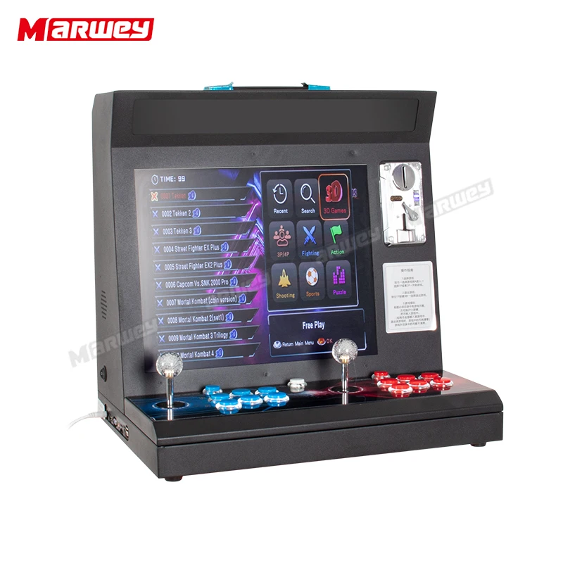 Custom Coin Operated Arcade Games Console Multi Game Classic Retro 3D Version Video Tabletop Small Bartop Game Machine
