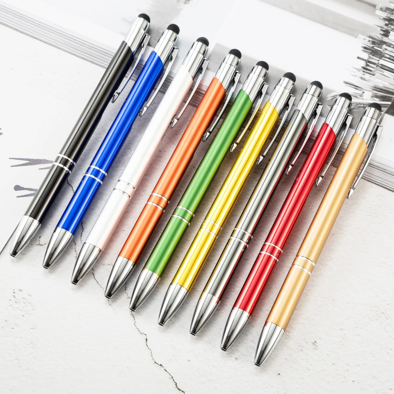 Premium Pastel Rubberized Metal Black Ink Stylus Tip Ballpoint Pens