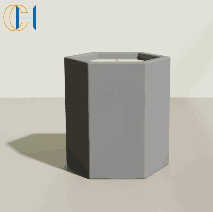 C&H Custom Logo  Engraved Concrete Pot Luxury Home Decor Unique Design Cement Jar Scented Candles