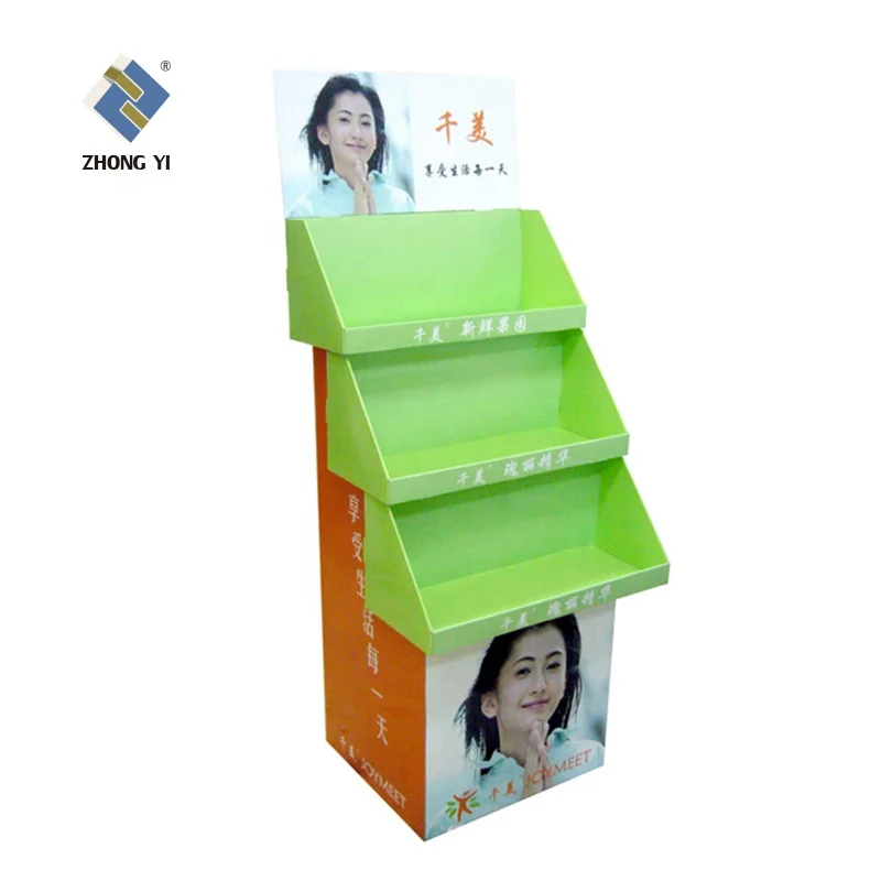 3 Layer Tier Shop POP Paper Corrugated Cardboard Display Stand for Golf Football Game Sport Product Mask Advertising