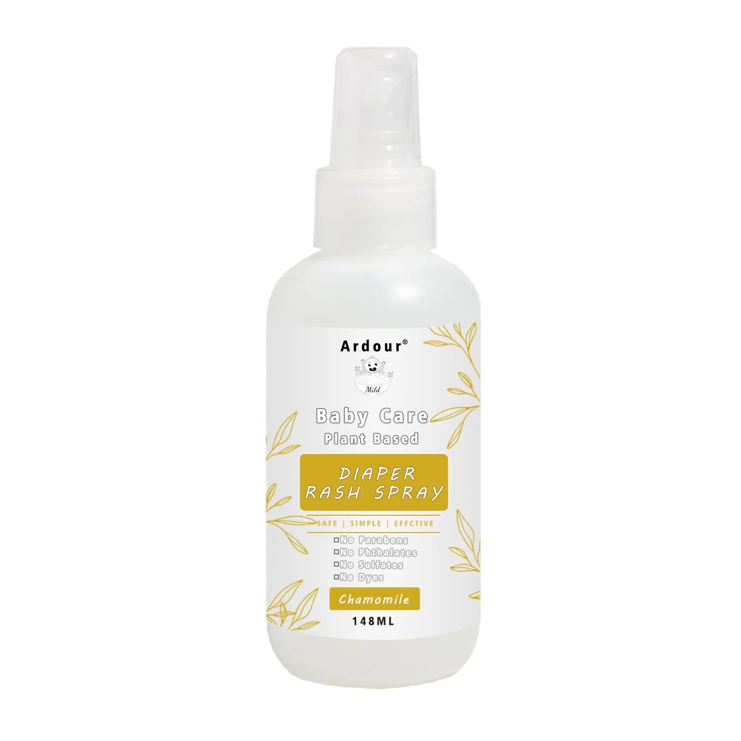 Chamomile Baby Diaper Rash Spray Organic Content Zinc Oxide Hypoallergenic Vegan Shea Butter Soothe Protection